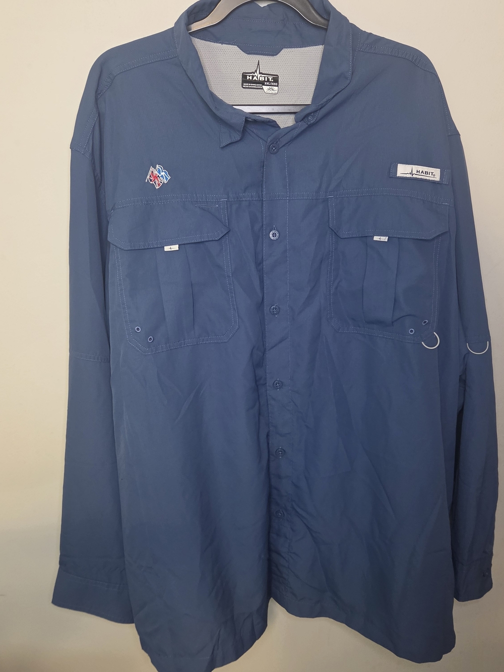 Habit 40+ Solar-Factor Men’s Long-Sleeve Fishing Shirt - Blue
